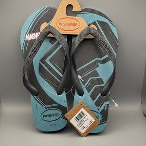 Havaianas Marvel Blue and Grey Flip Flops size 11/12, new.